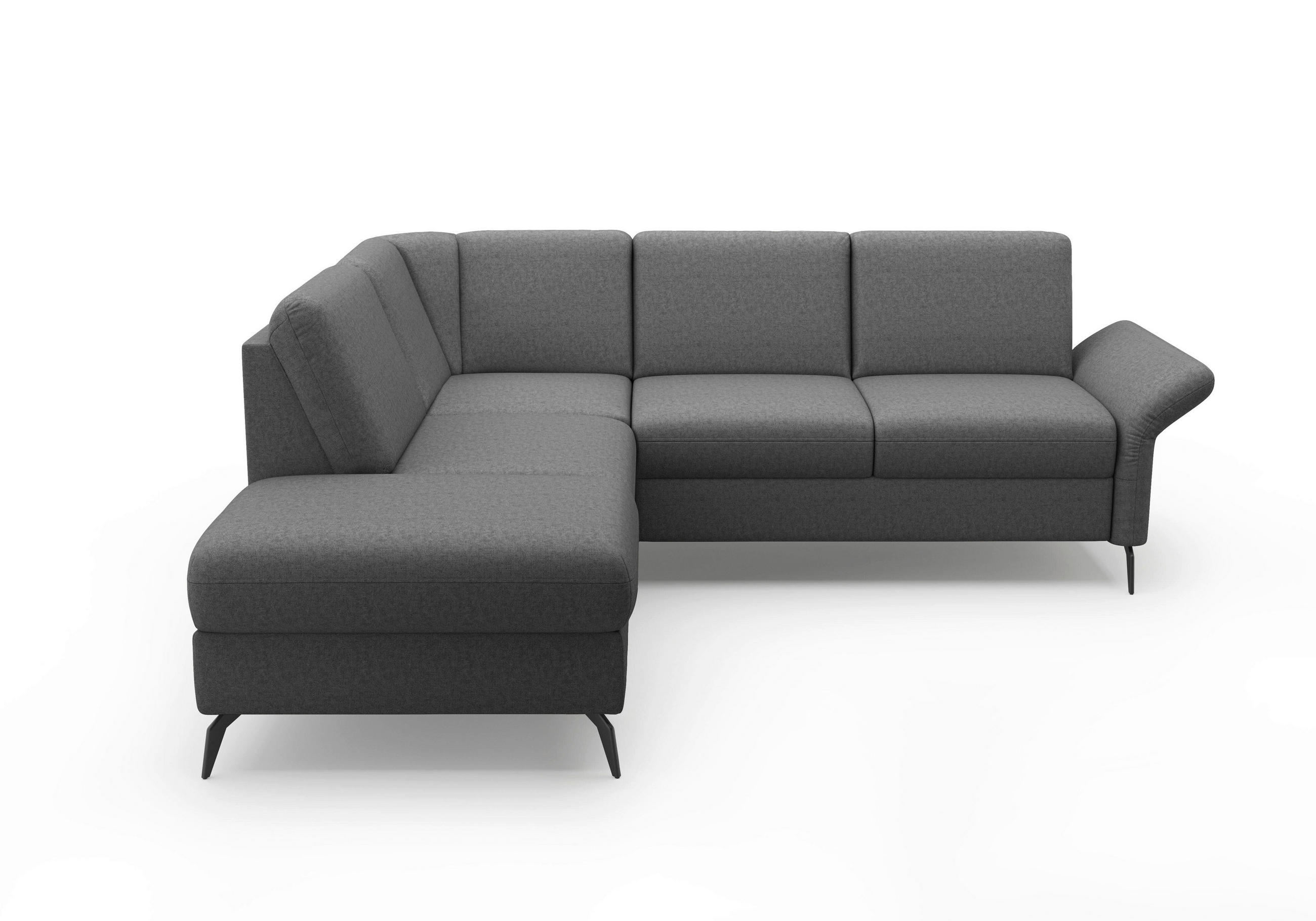 ECKSOFA ROCHELLE E Dunkelgrau Flachgewebe  - Dunkelgrau/Schwarz, KONVENTIONELL, Textil/Metall (216/240cm) - Sit & More