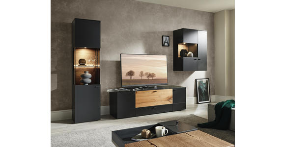 WOHNWAND in Anthrazit, Eichefarben - Eichefarben/Anthrazit, MODERN, Glas/Holz (308,8/196,8/49,2cm) - Dieter Knoll