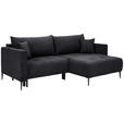 ECKSOFA in Velours Schwarz  - Schwarz, KONVENTIONELL, Textil/Metall (226/155cm) - Carryhome