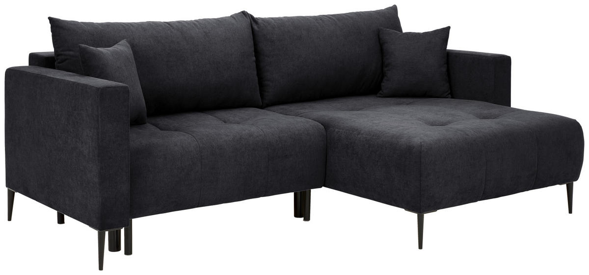 KUTNA GARNITURA tekstil  crna   - crna, Konvencionalno, tekstil/metal (226/155cm) - Carryhome