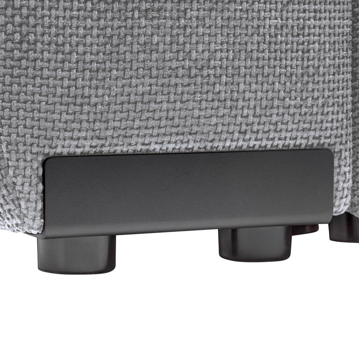 ECKSOFA Flachgewebe Grau  - Schwarz Hochglanz/Grau, Modern, Textil/Metall (273/93/166cm) - MID.YOU