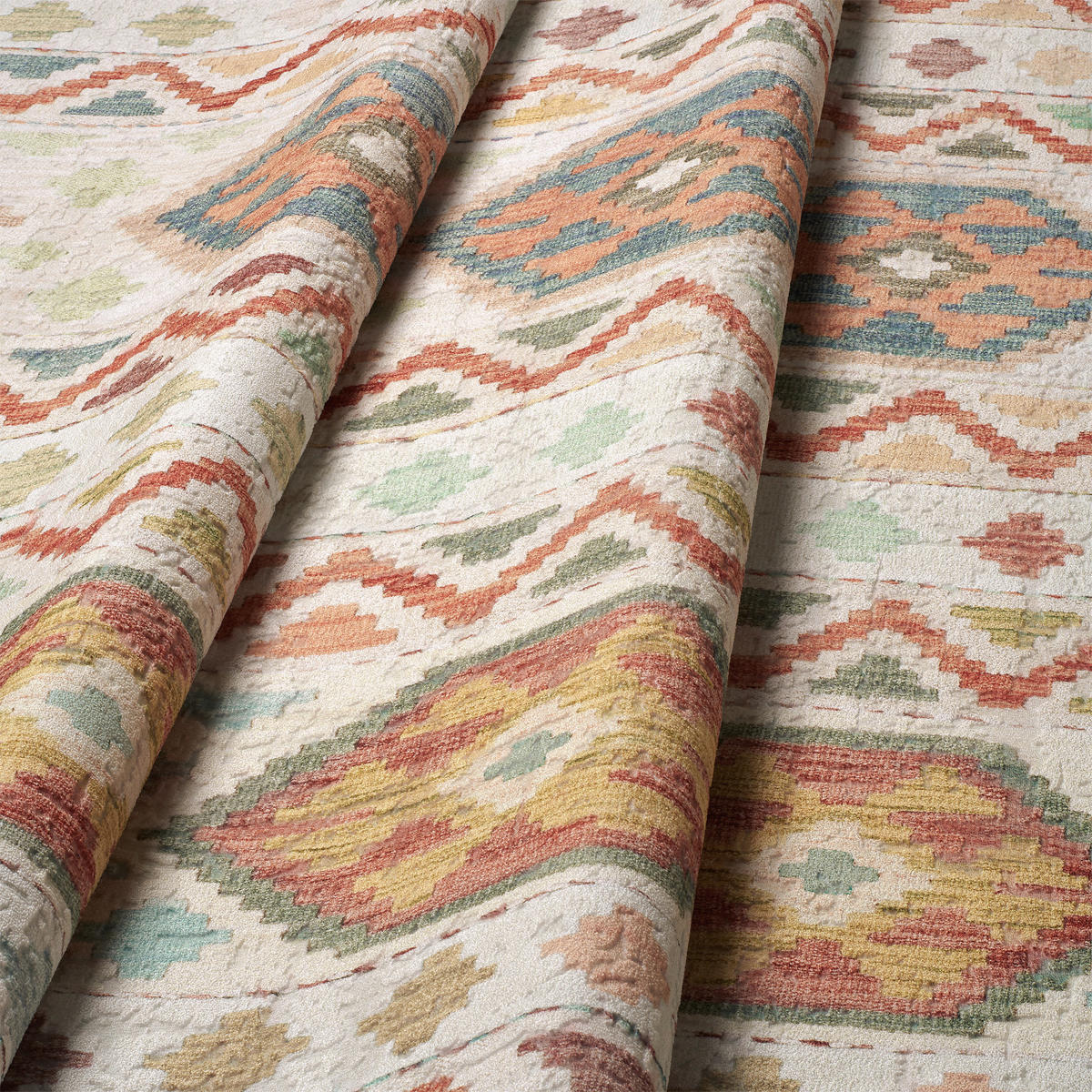VINTAGE-TEPPICH 200 cm Ondea Ramizh Terracotta, Perlmutt, Graublau rund  - Graublau/Perlmutt, LIFESTYLE, Kunststoff/Textil (200cm) - Lindorug