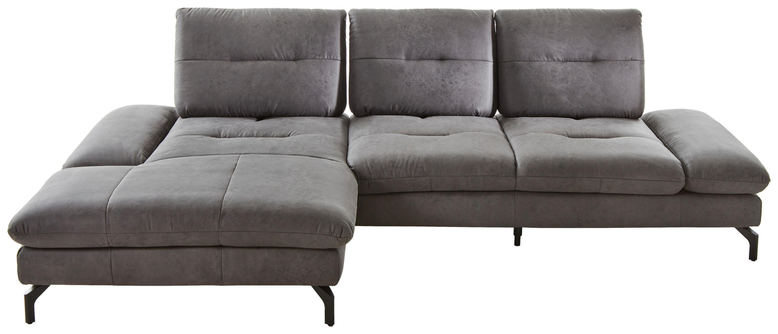 ECKSOFA Dunkelgrau Mikrofaser  - Dunkelgrau/Schwarz, KONVENTIONELL, Textil/Metall (176/284cm) - Carryhome