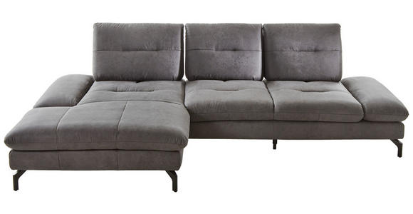 ECKSOFA Dunkelgrau Mikrofaser - Dunkelgrau/Schwarz, KONVENTIONELL, Textil/Metall (176/284cm) - Carryhome