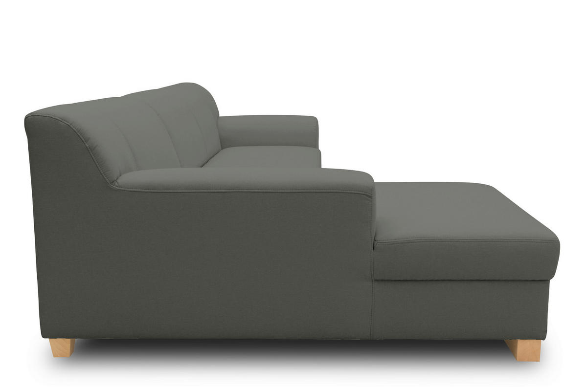 ECKSOFA TINOS Dunkelgrau Webstoff Rücken echt  - Dunkelgrau/Buchefarben, Basics, Holz/Textil (157/273cm) - MID.YOU