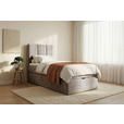 BOXBETT 70/200 cm,  in Graubraun, Matratze, gepolstertes Kopfteil, Bettkasten, Topper, H3 = fest  - Graubraun/Schwarz, Design, Holzwerkstoff/Kunststoff (70/200cm) - Esposa