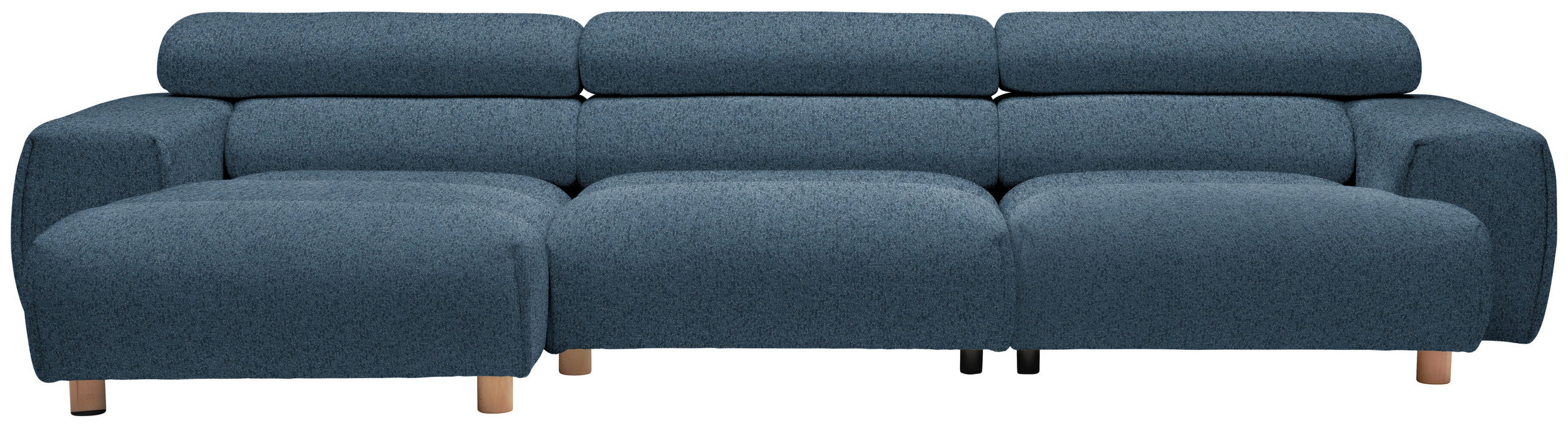 ECKSOFA  in Velours Dunkelblau  150/329 cm  - Dunkelblau, Natur, Holz/Textil (150/329cm) - Lomoco