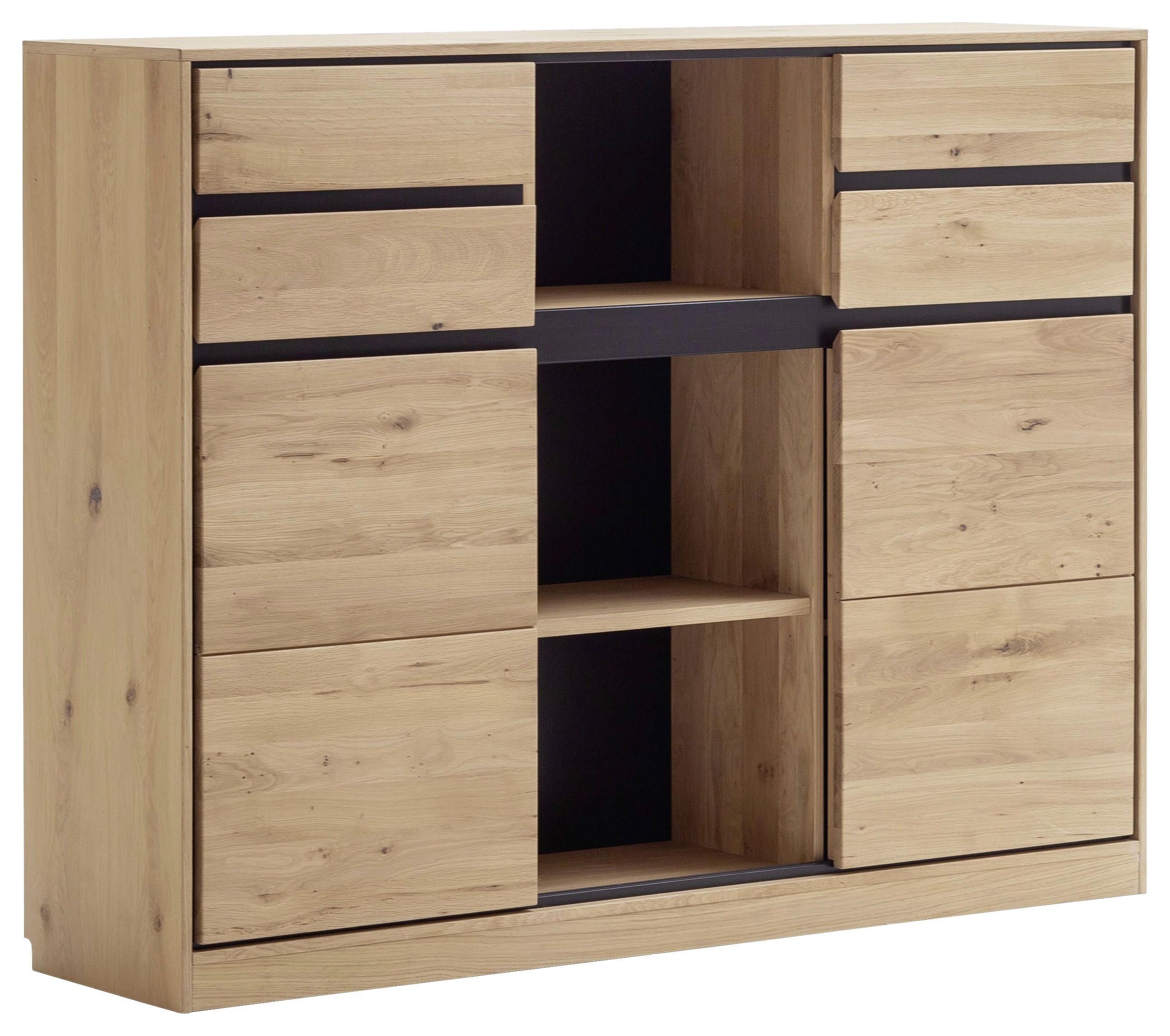 AKTENREGAL Asteiche furniert, massiv Eiche Bianco  - Eiche Bianco, KONVENTIONELL, Holz/Holzwerkstoff (160/123/40cm) - Linea Natura