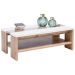 COUCHTISCH 110/65/40 cm rechteckig Weiß, Eichefarben  - Eichefarben/Weiß, KONVENTIONELL, Glas/Holzwerkstoff (110/65/40cm) - Hom`in
