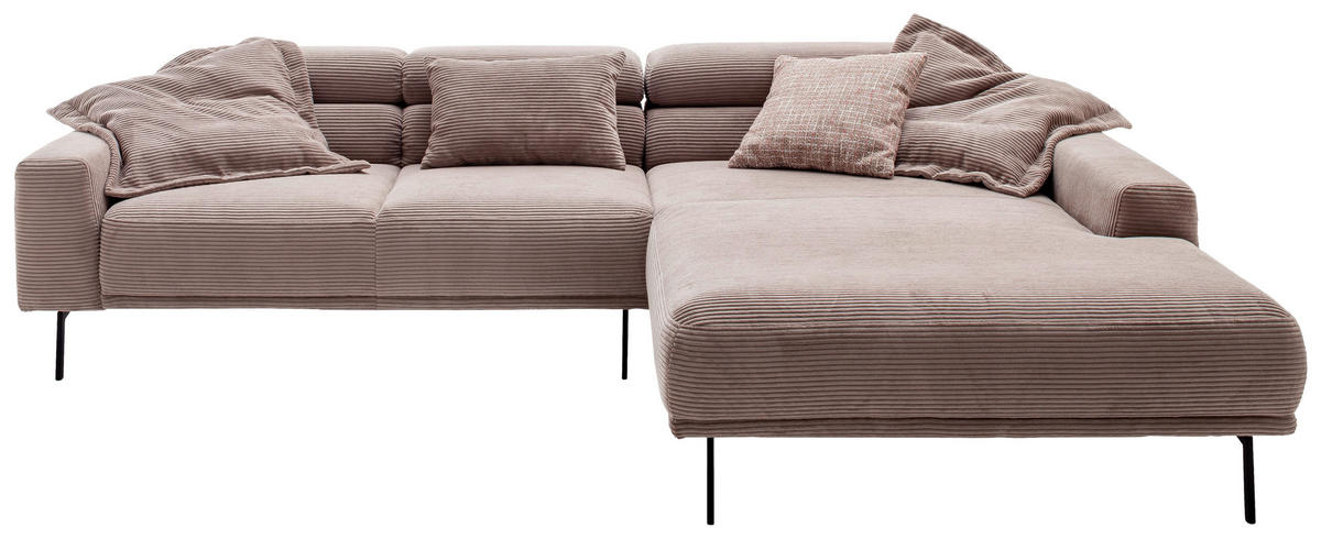 ECKSOFA  in Cord Taupe  293/215-217 cm  - Taupe/Schwarz, Design, Textil/Metall (293/215-217cm) - Schöner Wohnen