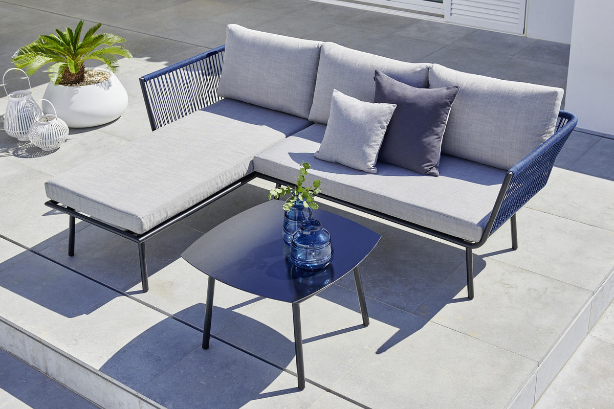 MOBILIER TERASĂ ȘI LOUNGE  150/218 cm   - gri deschis/albastru, Modern, metal/textil (150/218cm) - Ambia Garden
