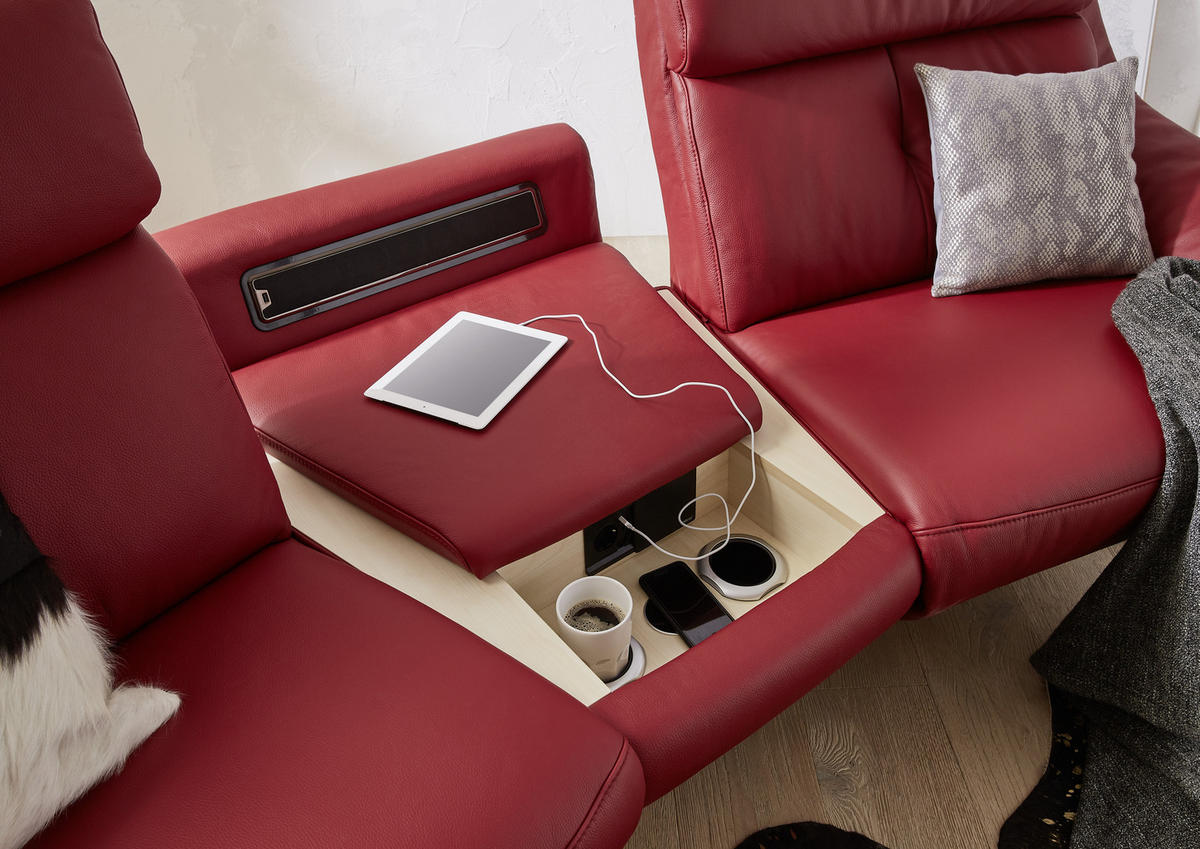 HEIMKINO-SOFA Echtleder Rot  - Anthrazit/Rot, KONVENTIONELL, Leder (254/107/105cm) - Himolla Komfortklass