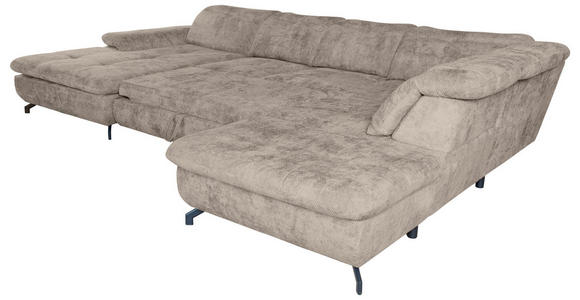 WOHNLANDSCHAFT Beige Struktur  - Beige/Schwarz, KONVENTIONELL, Textil/Metall (188/357/253cm) - Carryhome