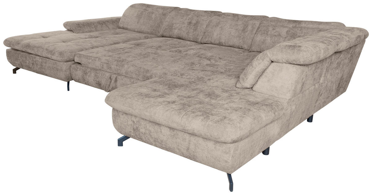 WOHNLANDSCHAFT Beige Struktur  - Beige/Schwarz, KONVENTIONELL, Textil/Metall (188/357/253cm) - Carryhome