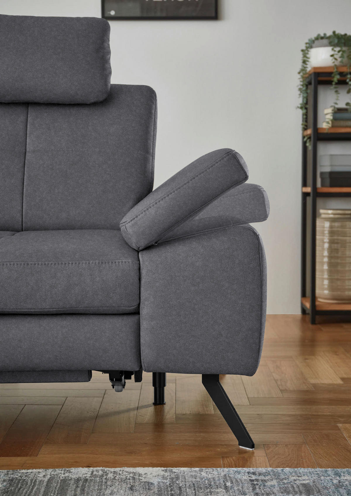 ECKSOFA in Lederlook, Mikrofaser Grau  - Schwarz/Grau, Design, Textil/Metall (194/261cm) - Beldomo System