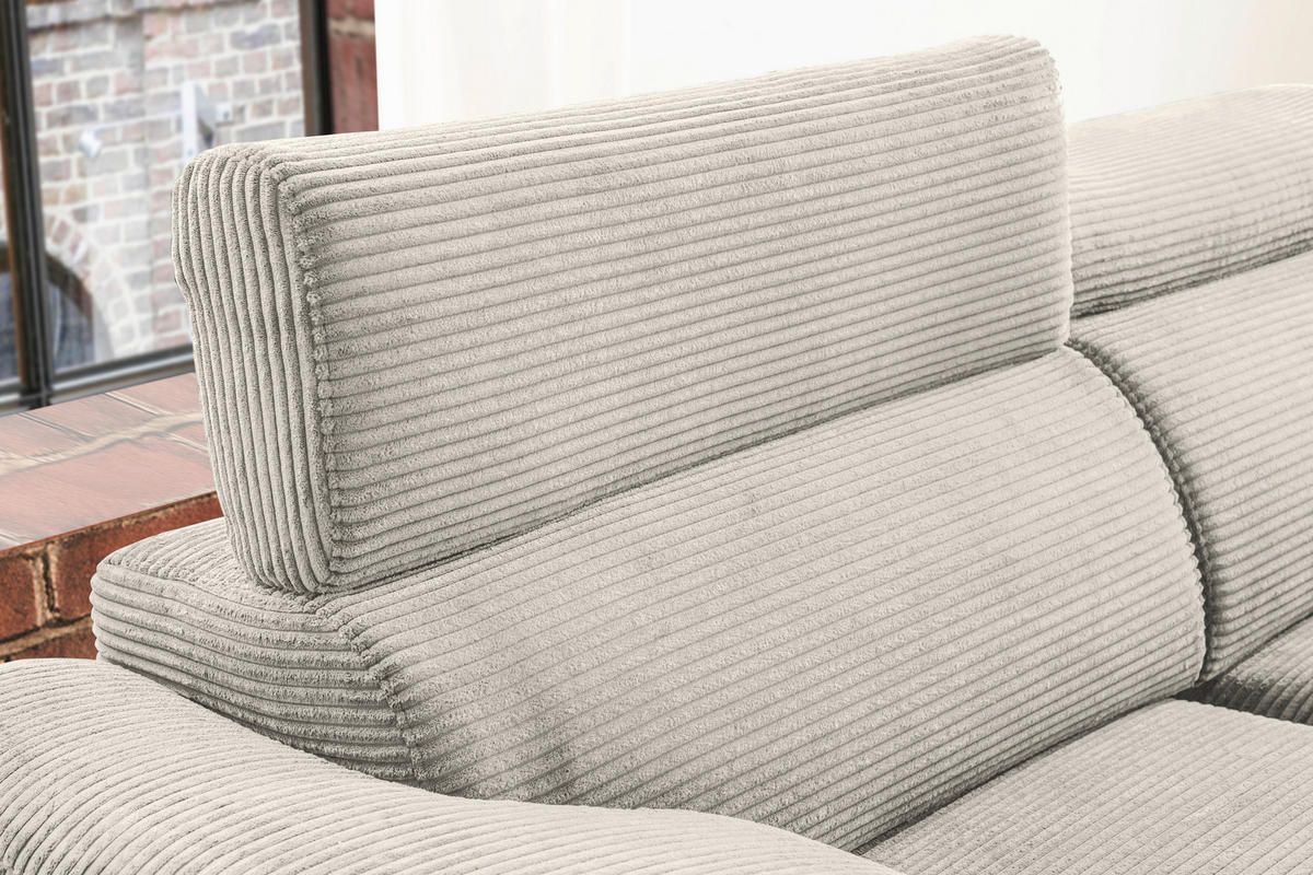 ECKSOFA in Cord Naturfarben  - Schwarz/Naturfarben, Design, Holz/Textil (270/174cm) - Pure Home Lifestyle