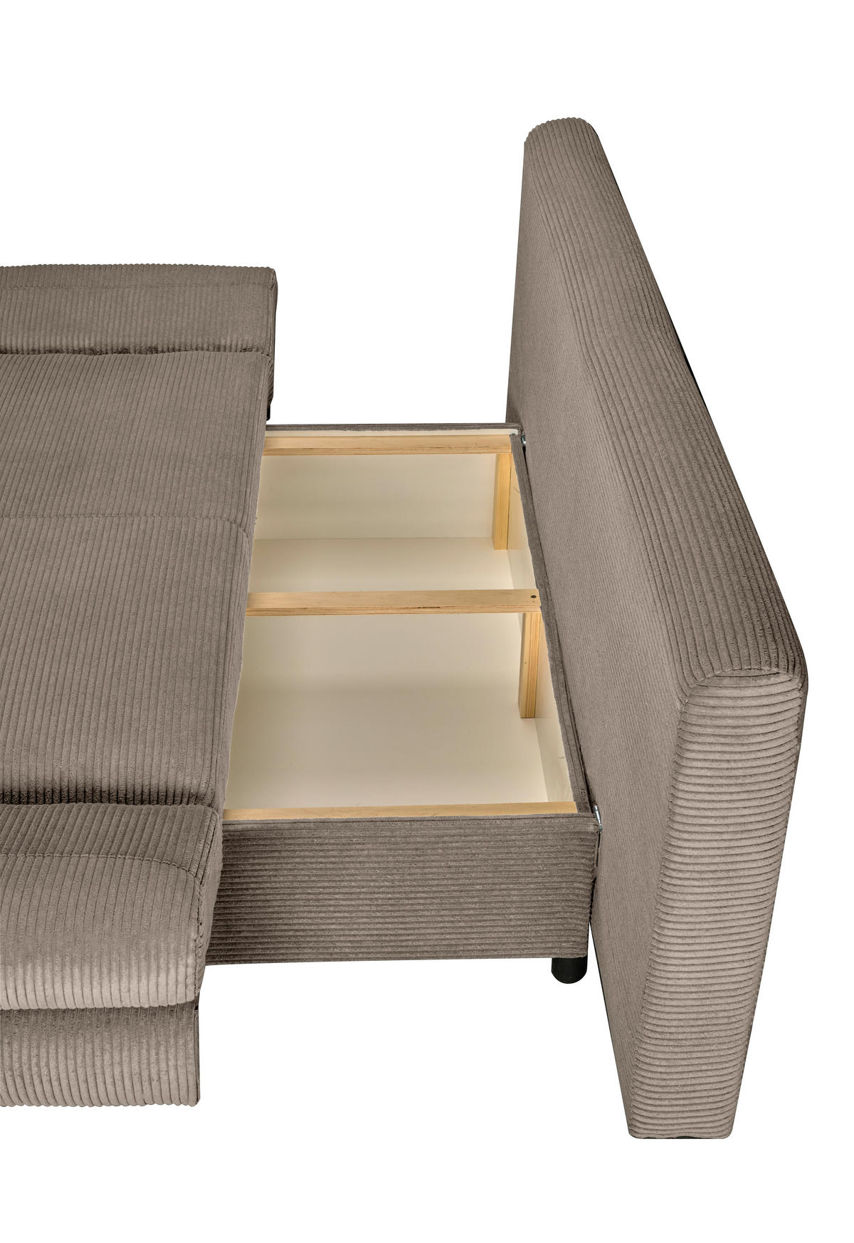 SCHLAFSOFA  mit Schlafen auf Sitzhöhe, haustierfreundlicher Bezug Cord Taupe  - Taupe/Buchefarben, KONVENTIONELL, Holz/Textil (200/75/85cm) - Carryhome
