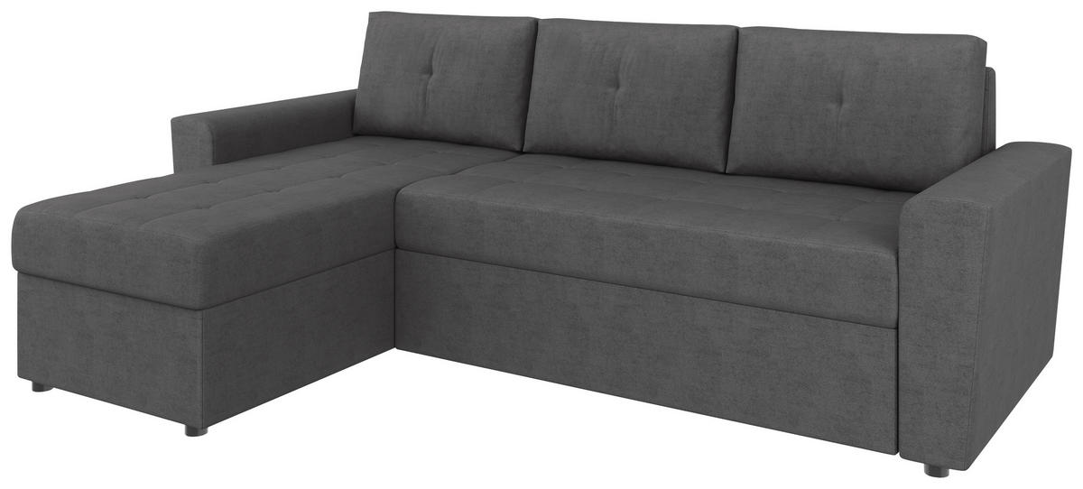 ECKSOFA TERMOLI Grau Jacquard  - Schwarz/Grau, Design, Kunststoff/Textil (231/155cm) - MID.YOU