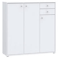 KOMODA, bela  - bela/barve aluminija, Design, leseni material (108,8/111,1/34,8cm)