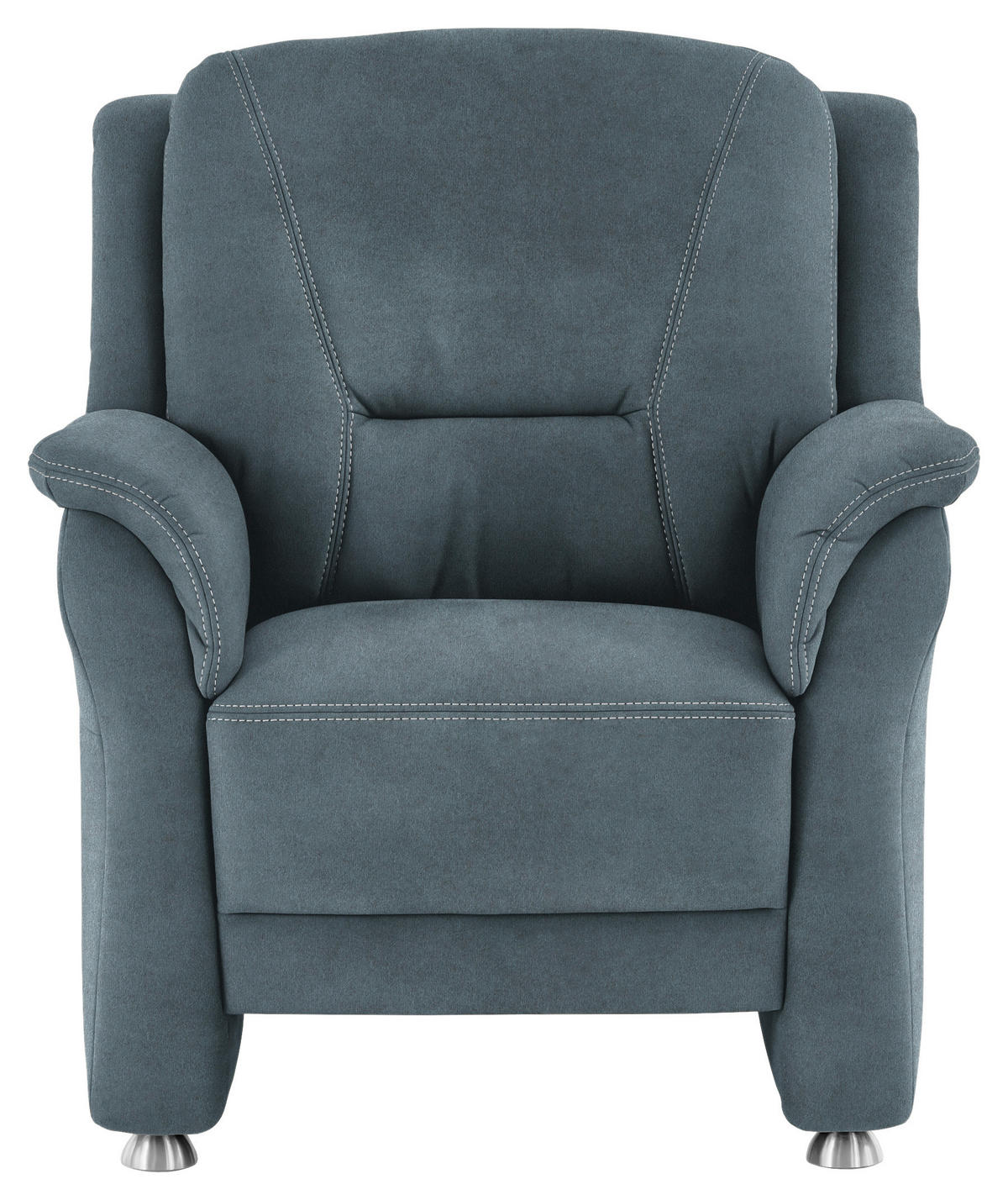 SESSEL in Mikrofaser Blau  - Blau/Beige, KONVENTIONELL, Textil/Metall (90/100/89cm) - Beldomo Comfort