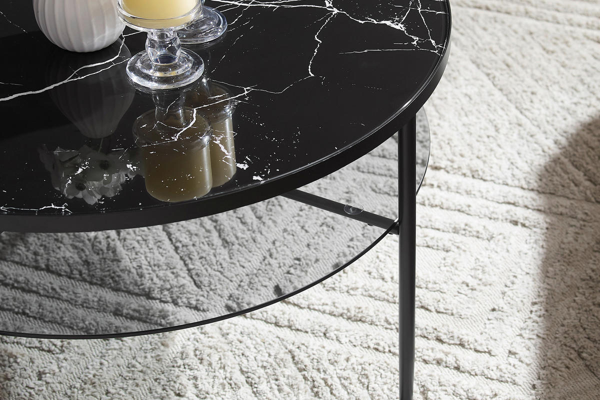 COUCHTISCH in Metall, Glas 81/81/45 cm  - Schwarz, Design, Glas/Metall (81/81/45cm) - Livetastic