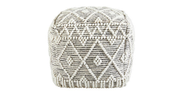 POUF Flachgewebe geometrisch 45/45/45 cm  - Grau, LIFESTYLE, Textil (45/45/45cm) - Linea Natura