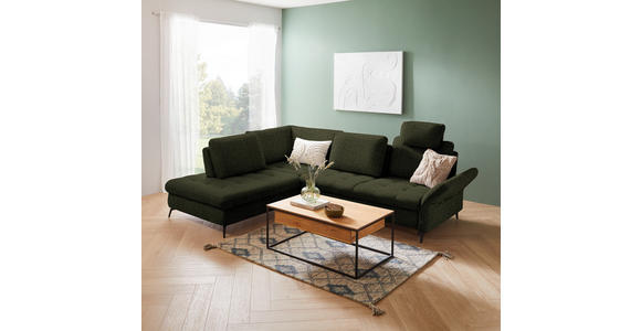 ECKSOFA in Struktur Olivgrün  - Schwarz/Olivgrün, Natur, Textil/Metall (233/288cm) - Valnatura