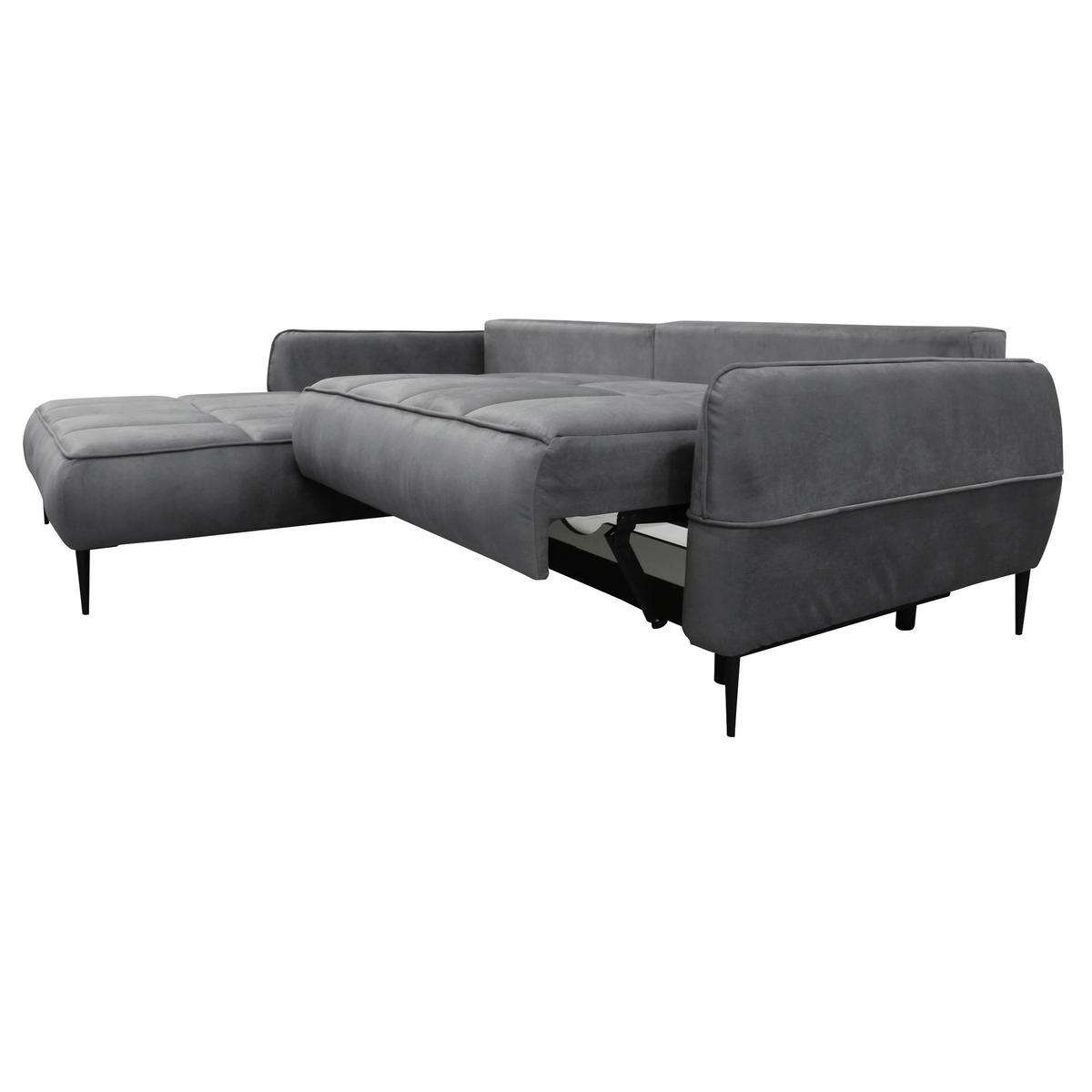 ECKSOFA Grau Velours  - Schwarz/Grau, Design, Textil/Metall (189/260cm) - MID.YOU