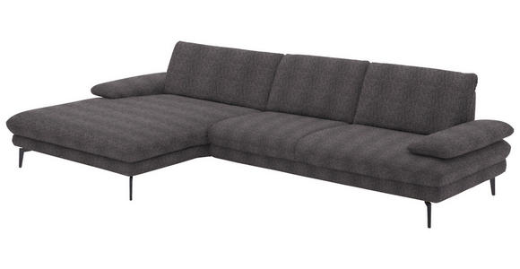 ECKSOFA in Chenille Anthrazit 180/310 cm - Anthrazit/Schwarz, Design, Textil/Metall (180/310cm) - Dieter Knoll