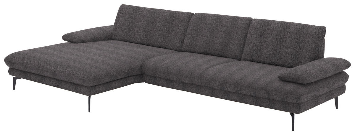 ECKSOFA in Chenille Anthrazit  - Anthrazit/Schwarz, Design, Textil/Metall (180/310cm) - Dieter Knoll