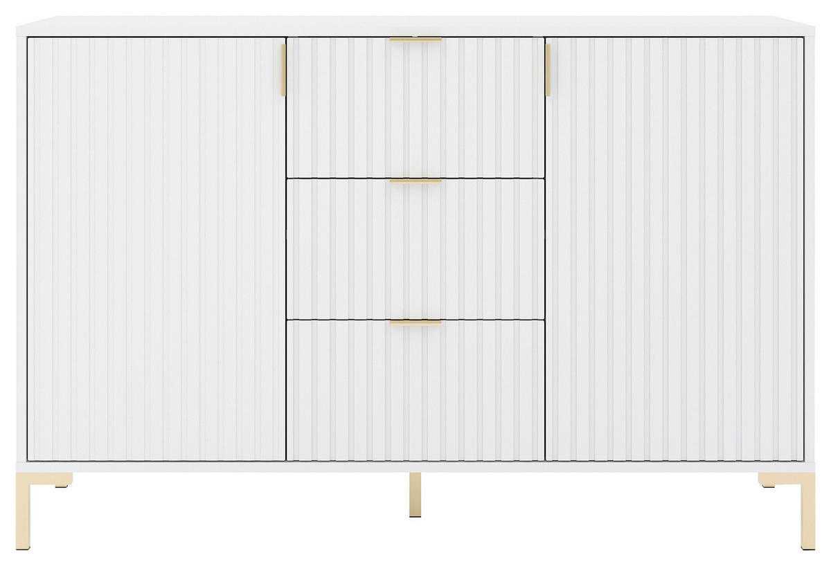 SIDEBOARD Flinn  in 130,5/86/40 cm  - Goldfarben/Weiß, Design, Holzwerkstoff/Metall (130,5/86/40cm) - Boxxx