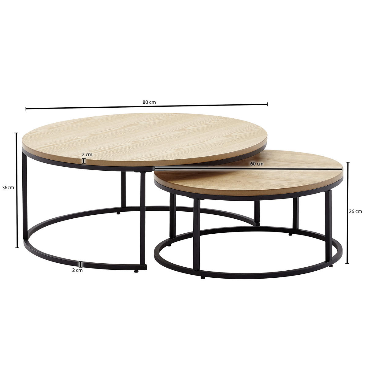 SADA ZASÚVACÍCH STOLÍKOV, hnedá - hnedá/čierna, Modern, kov/kompozitné drevo (80/80/36cm) - MID.YOU