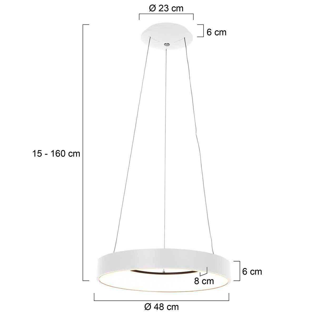 PENDELLEUCHTE Ringlede 48/165 cm   - Weiß, Basics, Kunststoff/Metall (48/165cm)