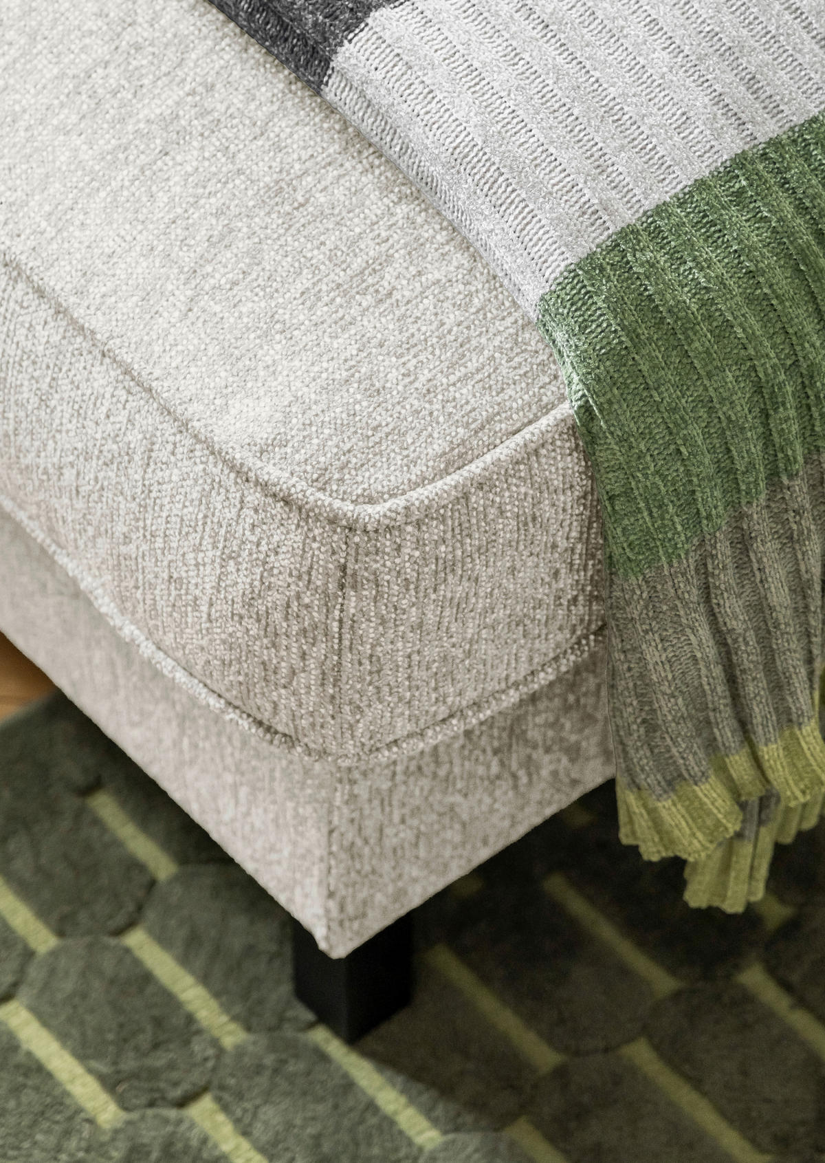 WOHNLANDSCHAFT in Struktur Beige  - Beige/Schwarz, Holz/Textil (198/298/148cm) - MID.YOU