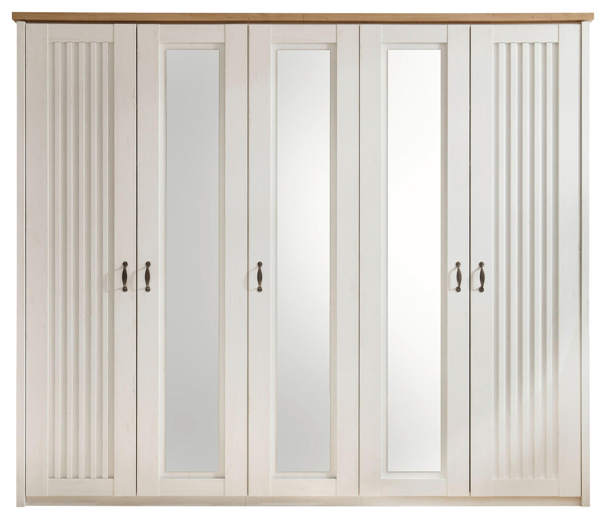 DREHTÜRENSCHRANK Weiss, Eichefarben  - Weiss/Eichefarben, Lifestyle, Holzwerkstoff/Metall (265/224/60cm) - MID.YOU