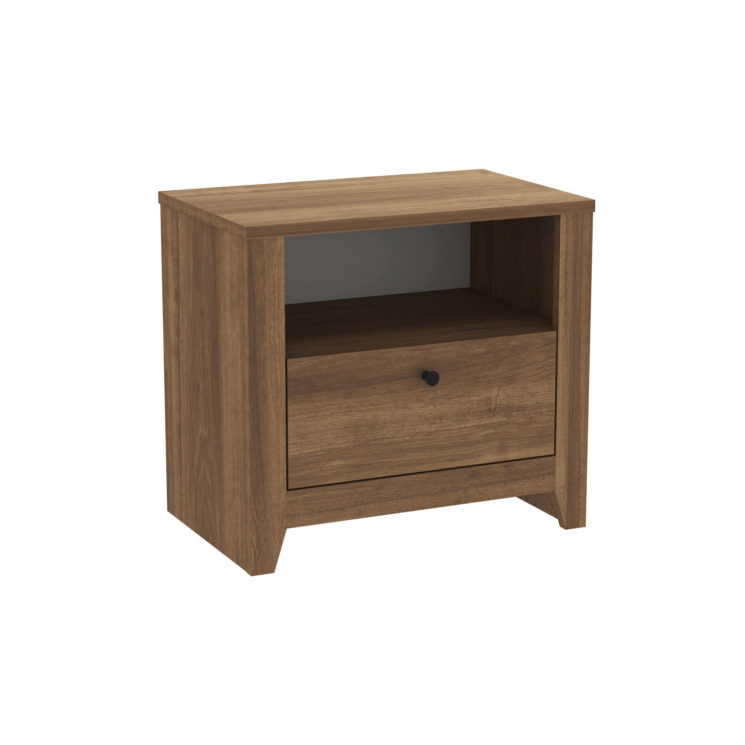 NACHTTISCH  - Walnussfarben/Schwarz, Design, Holzwerkstoff (55/35/50cm) - Livetastic