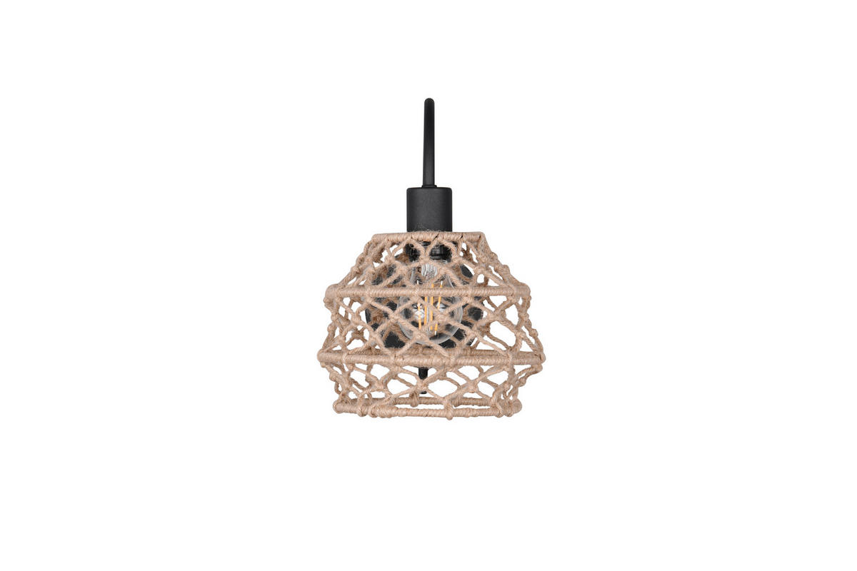 WANDLEUCHTE Hive 30,5/32/20 cm  - Schwarz/Naturfarben, Natur, Textil/Metall (30,5/32/20cm)