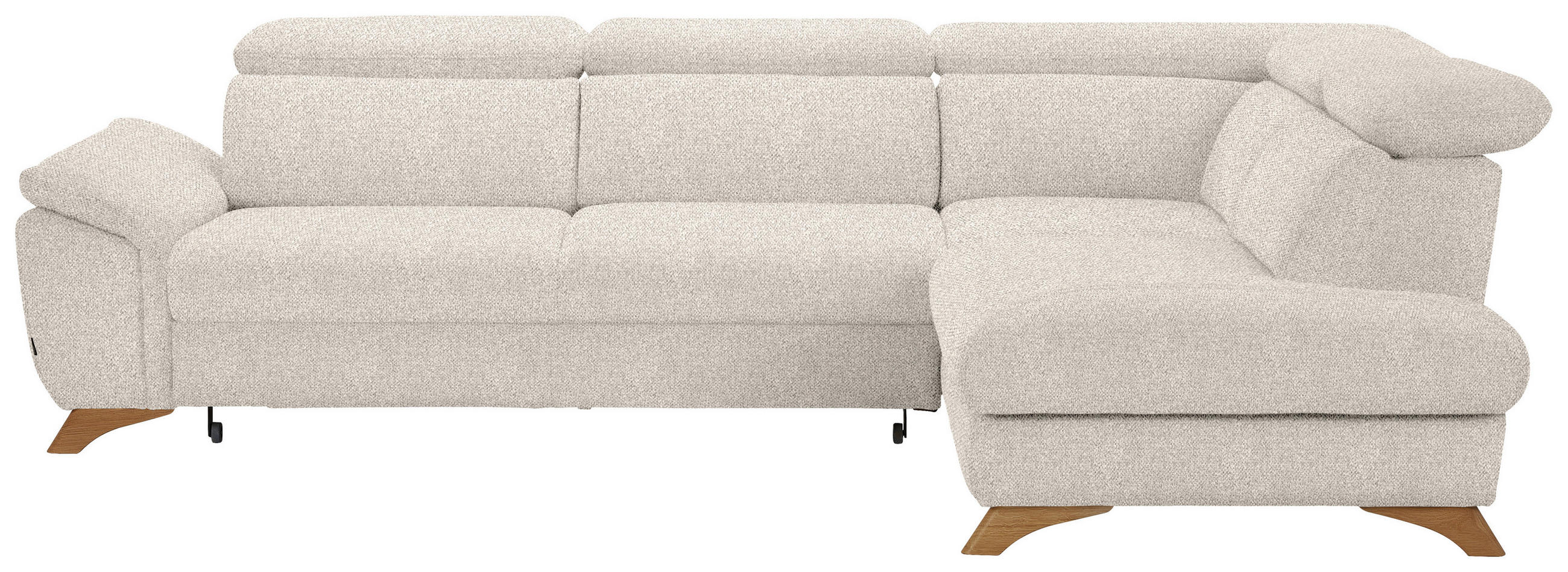 ECKSOFA in Bouclé Creme  - Eichefarben/Creme, Modern, Holz/Textil (287/212cm) - Valnatura
