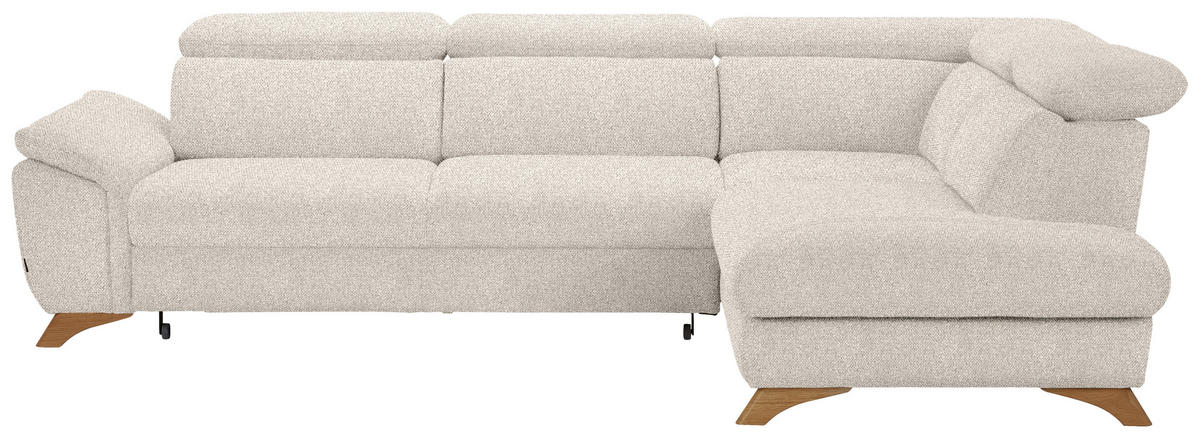 ECKSOFA in Bouclé Creme  - Eichefarben/Creme, Modern, Holz/Textil (287/212cm) - Valnatura