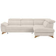 ECKSOFA in Bouclé Creme  287/212 cm  - Eichefarben/Creme, MODERN, Holz/Textil (287/212cm) - Valnatura