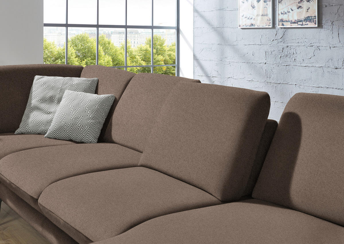WOHNLANDSCHAFT Braun Webstoff  - Schwarz/Braun, Design, Textil/Metall (208/344/180cm) - Dieter Knoll