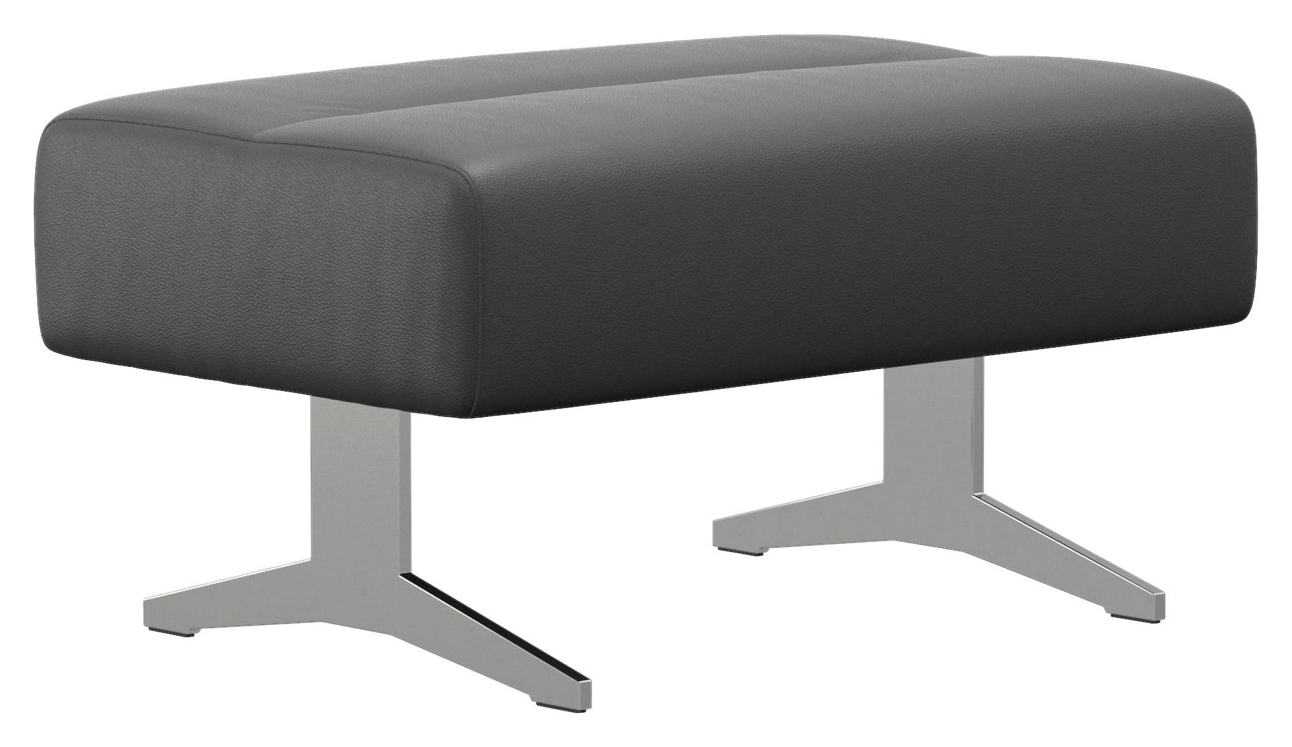 HOCKER Echtleder Dunkelgrau  - Chromfarben/Dunkelgrau, Design, Leder/Metall (90/44/57cm) - Stressless