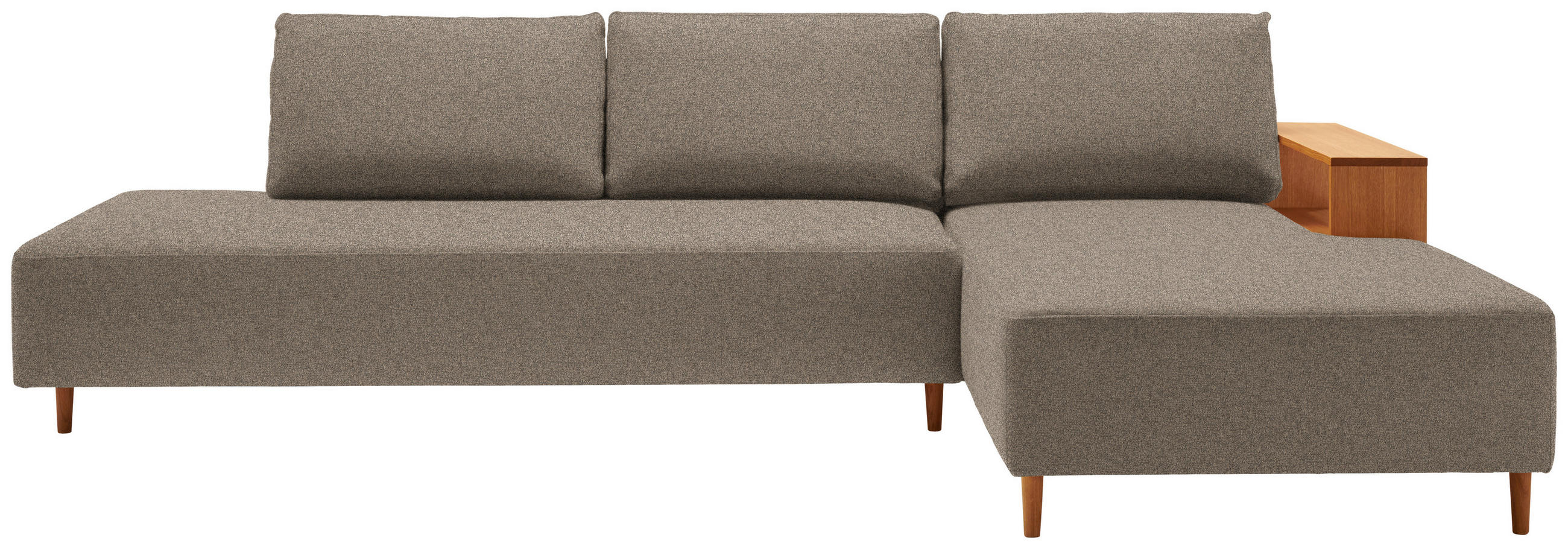 ECKSOFA in Flachgewebe Greige  - Greige/Eichefarben, Design, Holz/Textil (307/190cm) - Joka