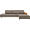 ECKSOFA in Flachgewebe Greige  - Greige/Eichefarben, Design, Holz/Textil (307/190cm) - Joka