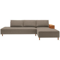 ECKSOFA in Flachgewebe Greige  - Greige/Eichefarben, Design, Holz/Textil (307/190cm) - Joka