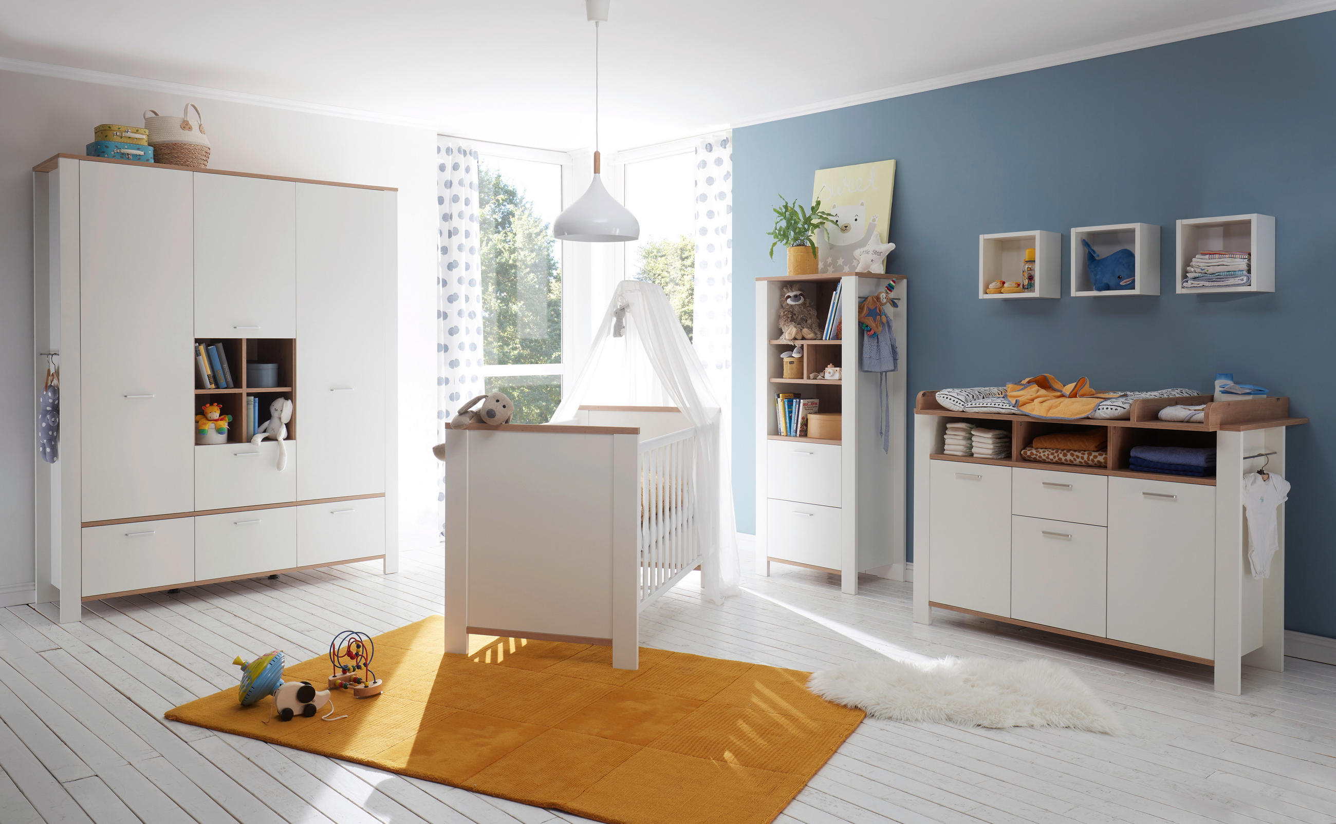 WICKELKOMMODE Adele 129/92-100/44-77 cm  - Edelstahlfarben/Weiß, Basics, Holzwerkstoff/Metall (129/92-100/44-77cm)