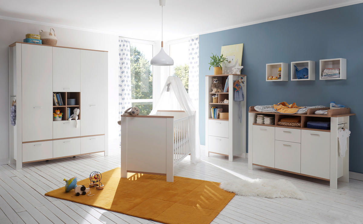 BABYKLEIDERSCHRANK Adele  - Edelstahlfarben/Weiß, Basics, Holzwerkstoff/Metall (160/195/47cm)