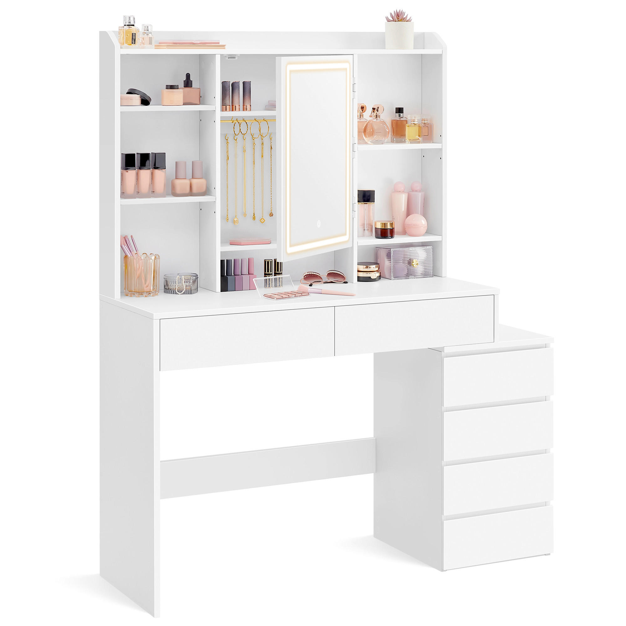 SCHMINKTISCH Weiß  - Weiß, Basics, Holzwerkstoff (117,5/40/145cm) - Boxxx