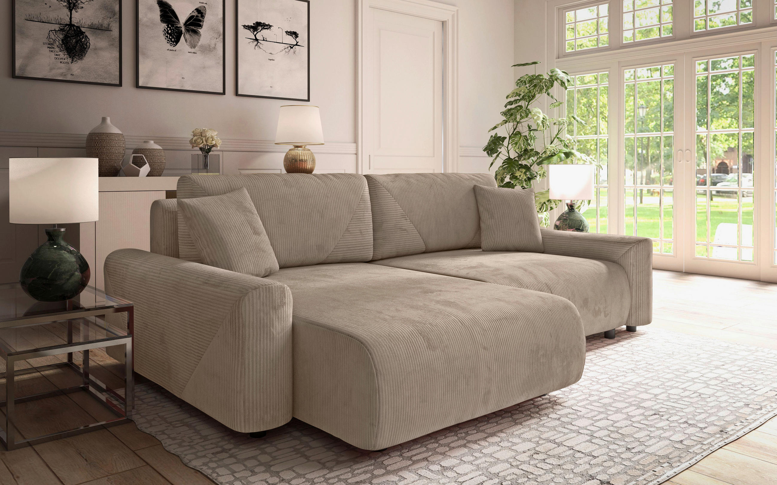 Ecksofa inkl. Funktion Braun Cord  - Schwarz/Braun, MODERN, Kunststoff/Textil (168/238cm) - Stylife