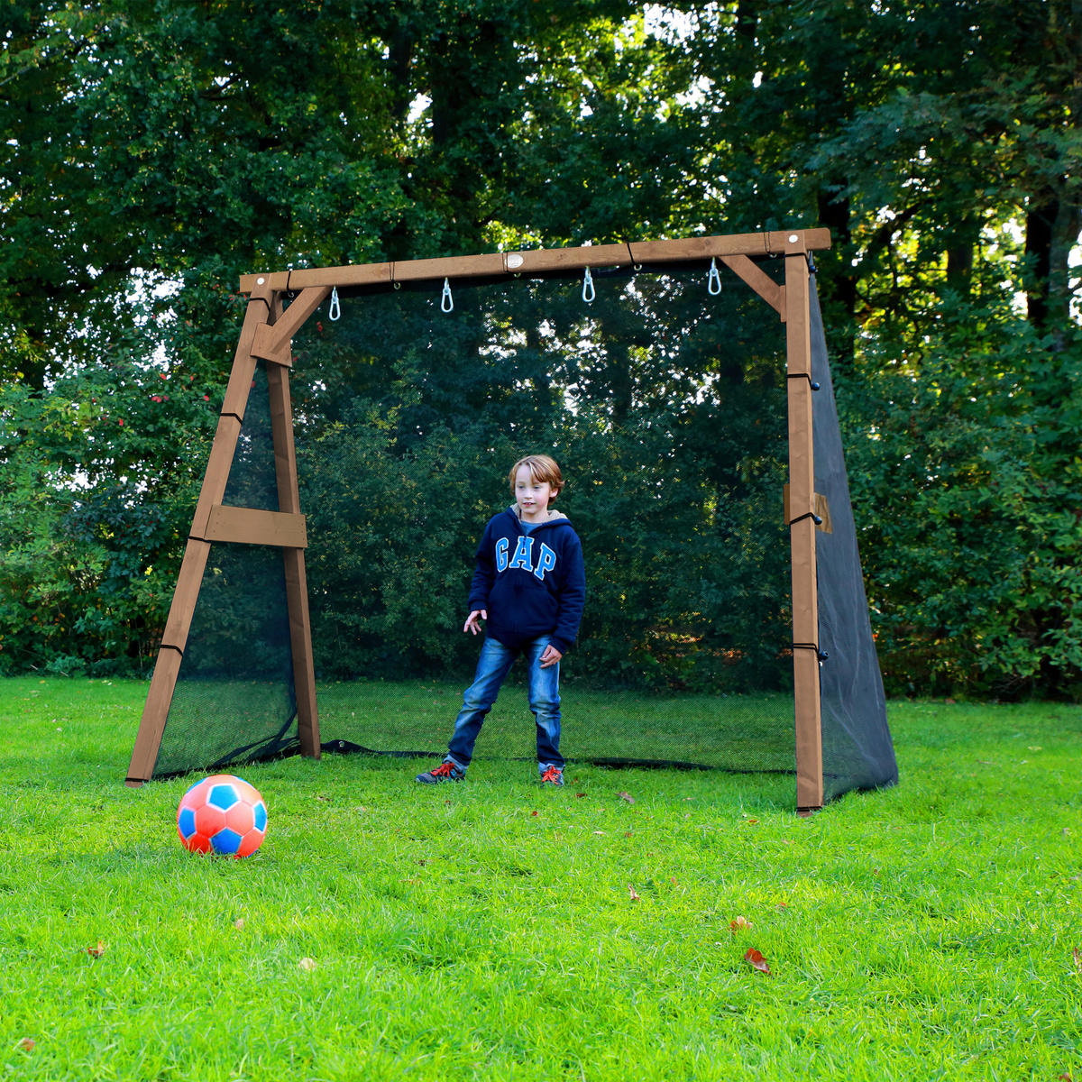 FUßBALLTOR - Braun, KONVENTIONELL, Holz (254/207/160cm) - Ambia Garden